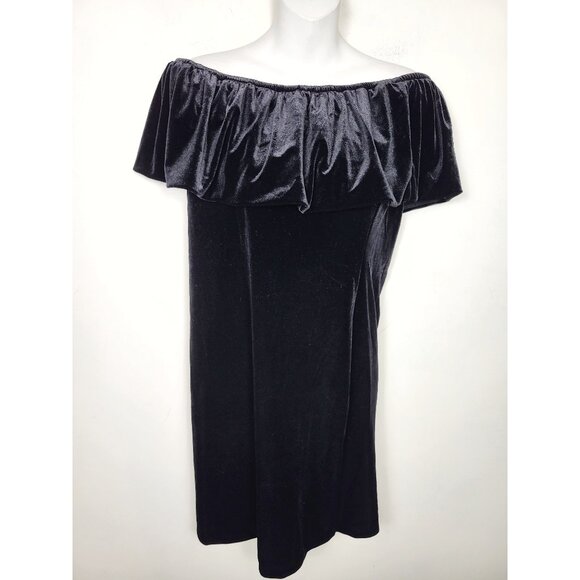 NEW - B.Young black velvet off the shoulder dress. Size medium - Picture 2 of 6